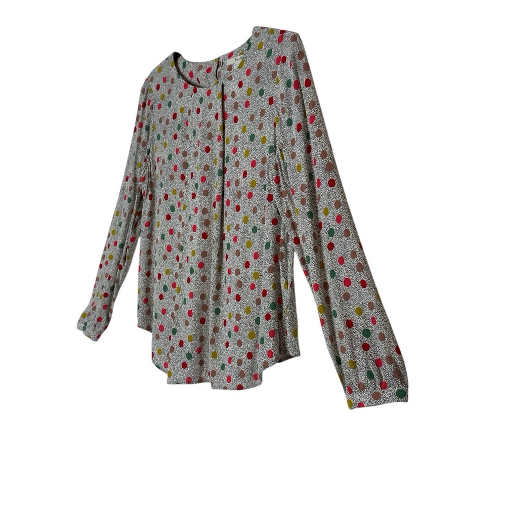 Boden Top Women's Size 8 Polka Dot Blouse Button Back Long Sleeve Career Formal